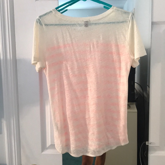 J.Crew Neon Orange Striped Tee Shirt - Picture 3 of 3